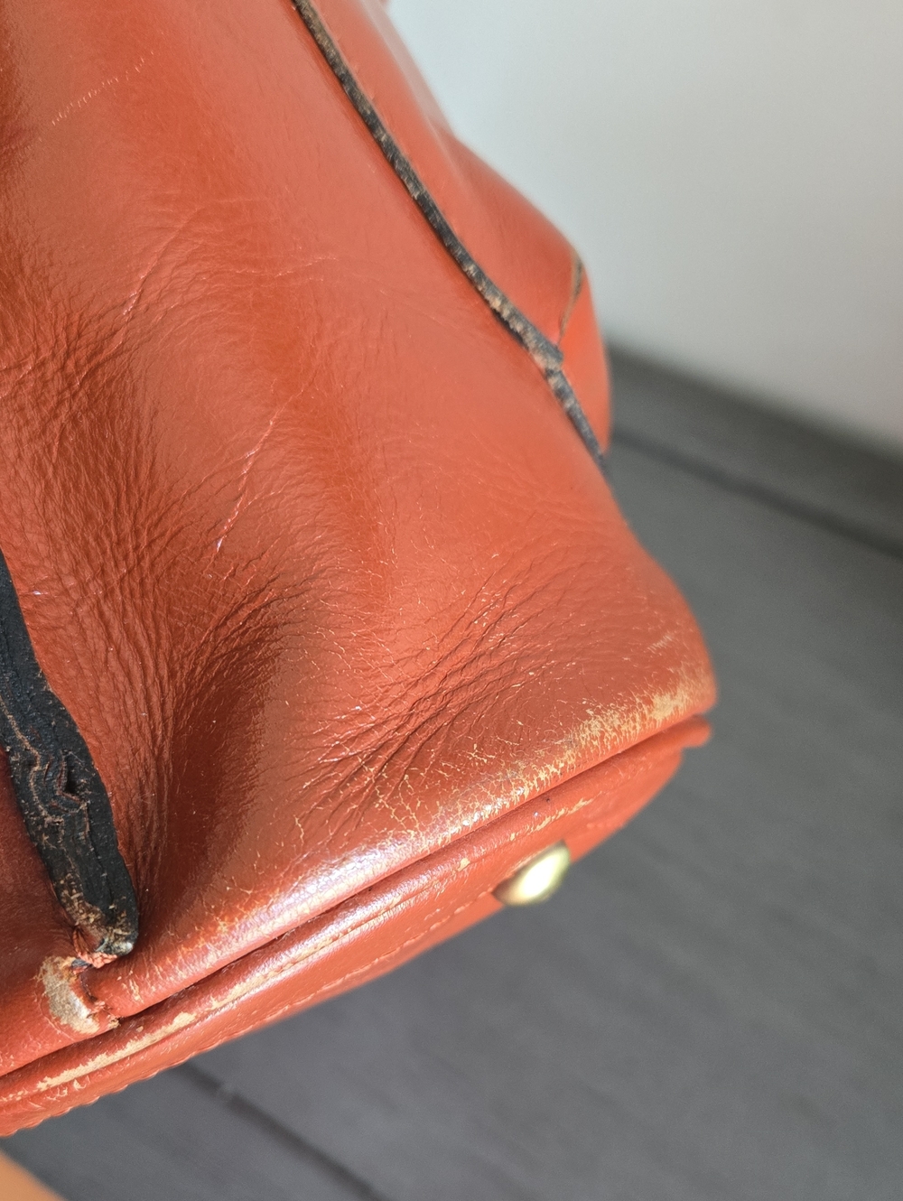 Patricia Nash Lavello Leather Bucket Bag - Rust Brown/Gold Lining - Picture 8 of 13